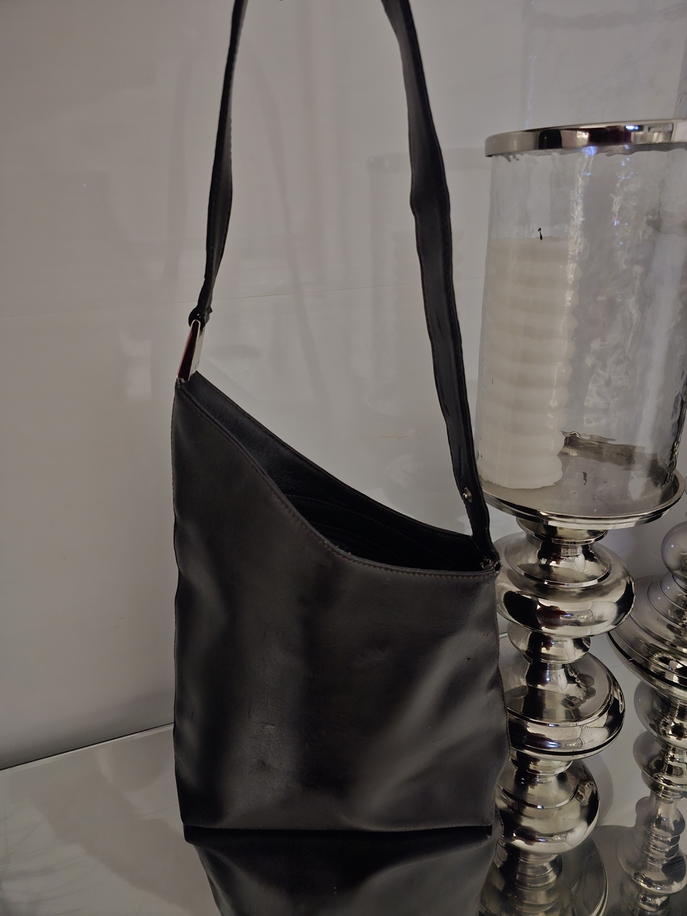 Danier Brown Leather Messenger Shoulder Bag